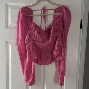 Free People Pink Ruched Blouse